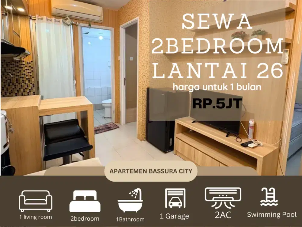 Disewakan 2kamar full furnish bulanan apartemen bassura city