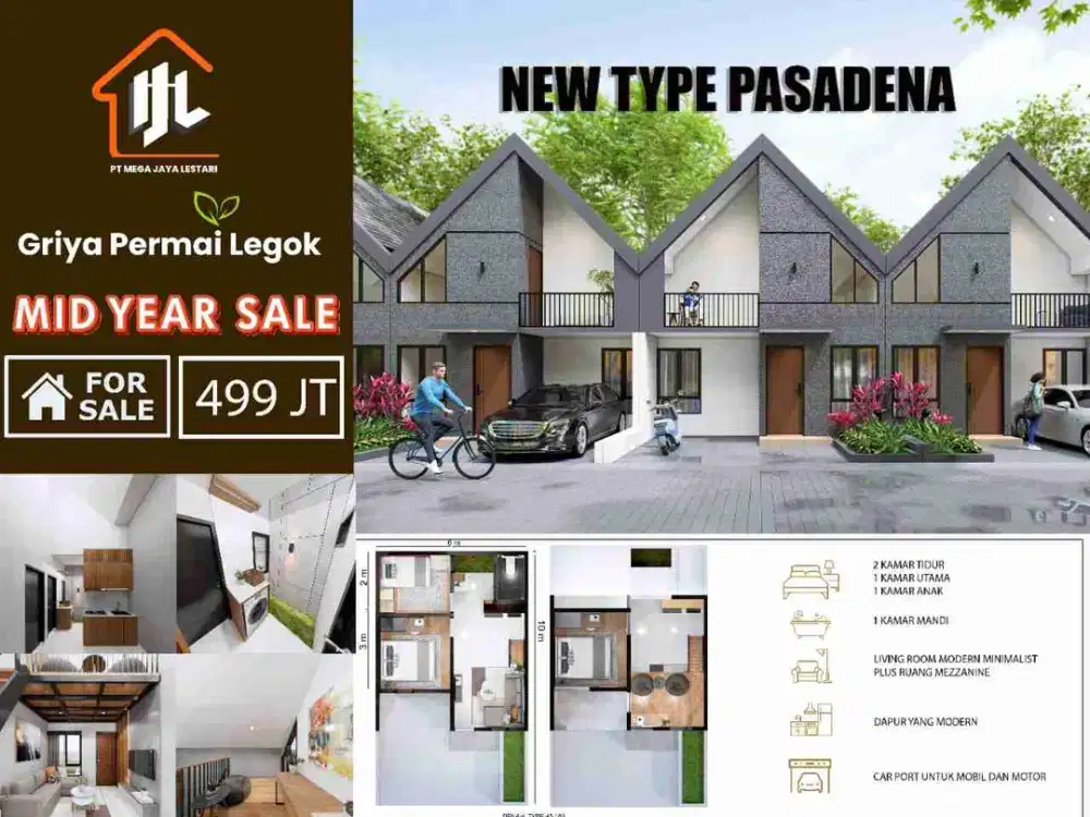 Rumah Mezanine ready stok KPR tanpa DP di griya permai legok