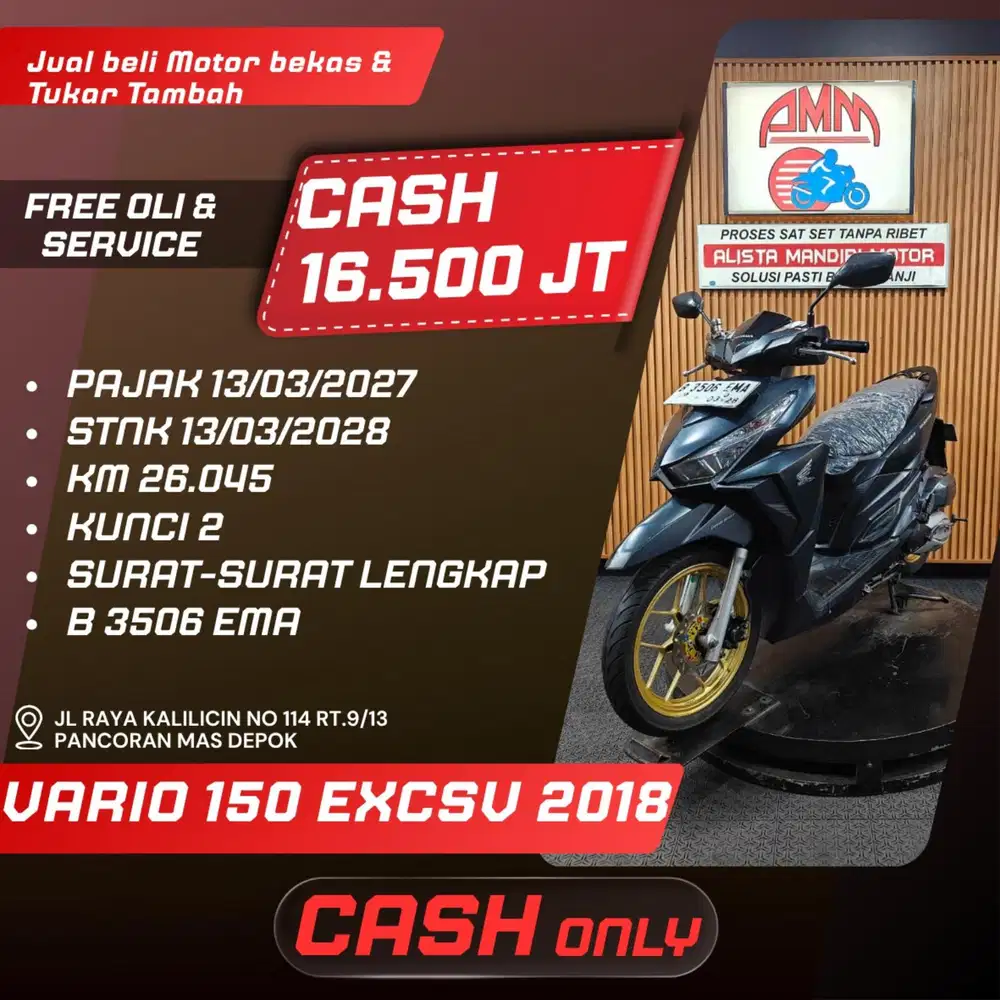 VARIO 150 EXCSV 2018 PAJAK HIDUP KUNCI 2 SPAYLATER CC CASH ONLY ALISTA