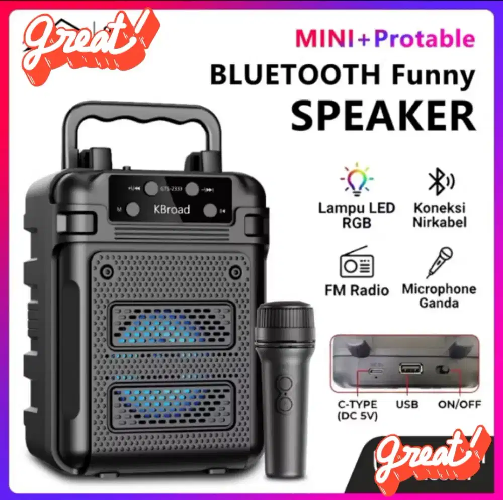 MINI SPEAKER BLUETOOTH KARAOKE BONUS MIC (NEW ORIGINAL)