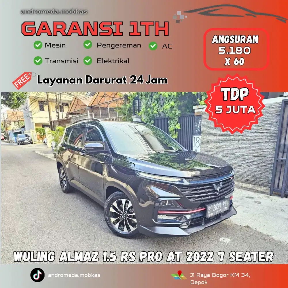 TDP TERMURAH 5 JT WULING ALMAZ 1.5 RS PRO AT 2022 PAJAK PANJANG