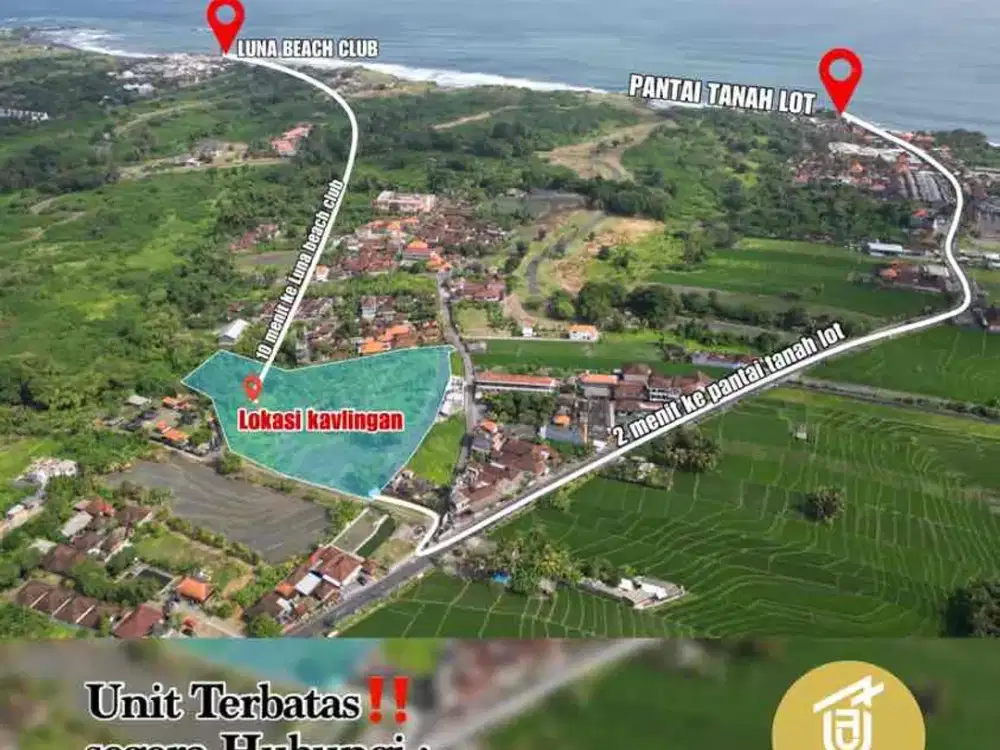 dijual tanah dekat pantai tanahlot zona pariwisata