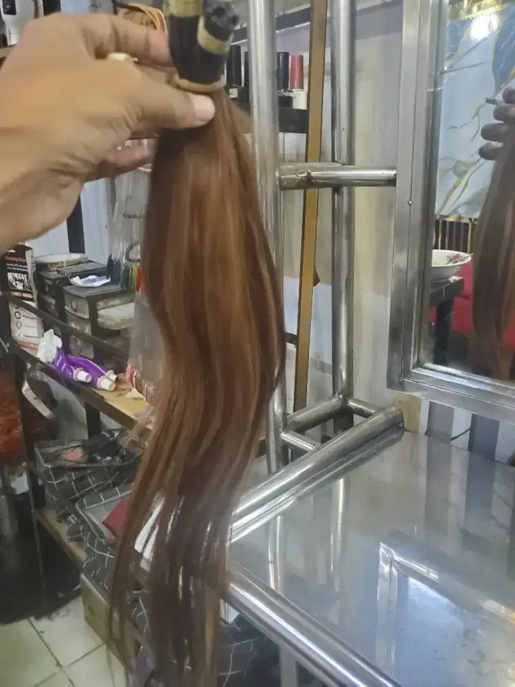 Hair extension Rambut Sambung 50cm 100 helai coklat