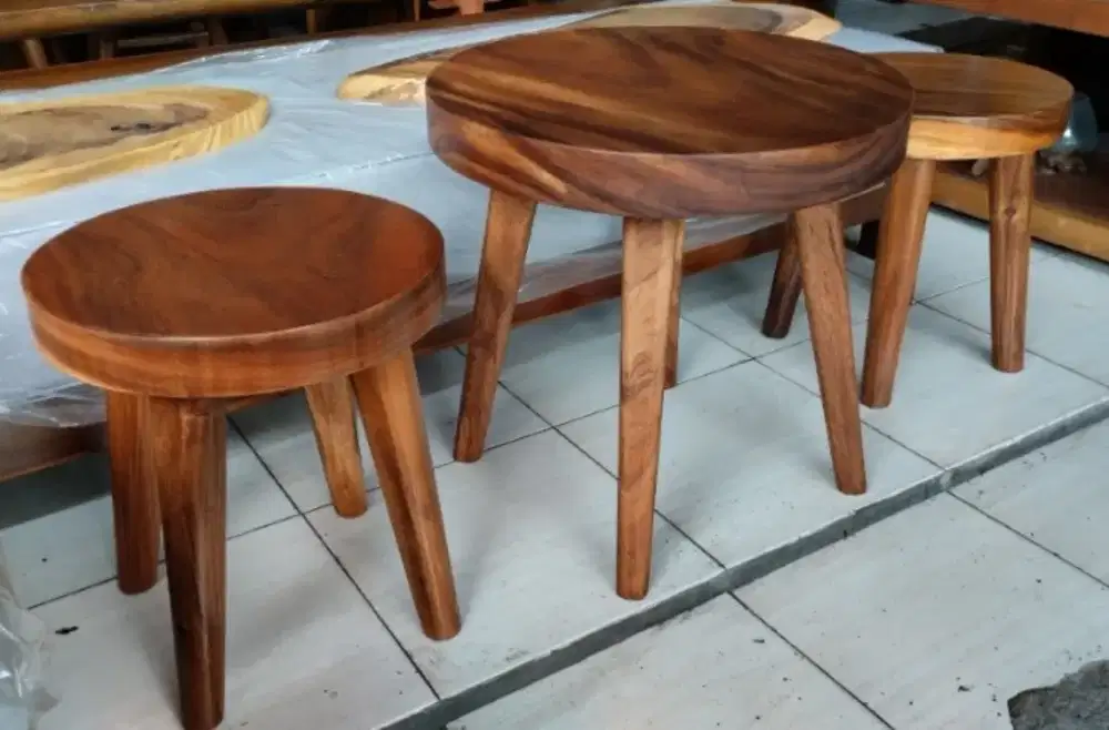 Meja kursi tamu teras resto kayu utuh antik alami
