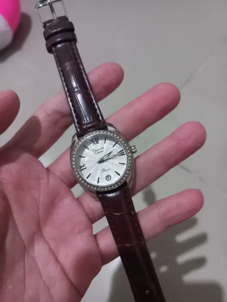 Jam tangan wanita tali strap kulit Alexandre Christie 2480 original
