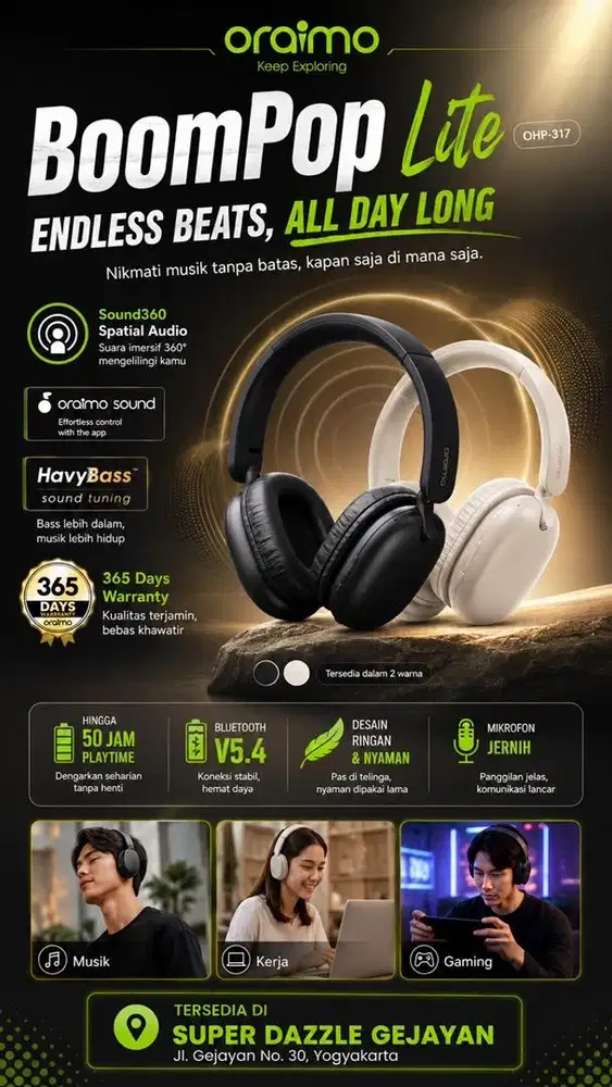 Headphone Oraimo BoomPop Lite OHP-317