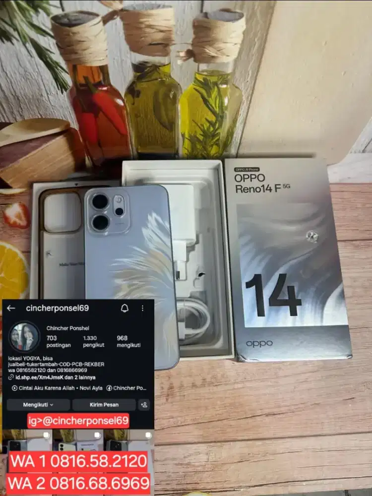 Jual hp LIKENEW oppo reno 14f 5g 12/256 istimewa grns resmi AKTIF
