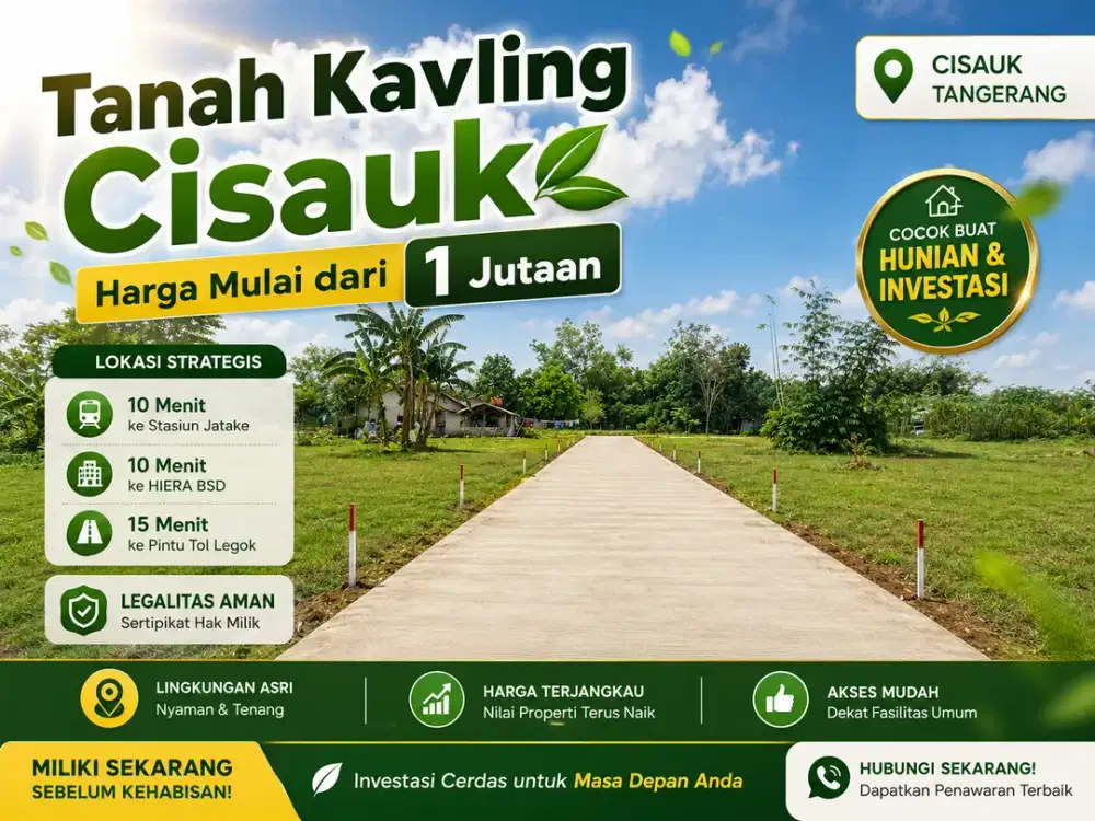 Tanah Murah Hanya 1 Jt-an Dekat Stasiun Jatake BSD, SHM