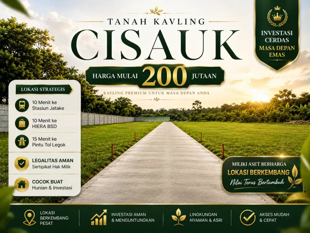 Tanah Kavling Strategis 200 Jt-an, 10 Menit HIERA BSD Land, SHM