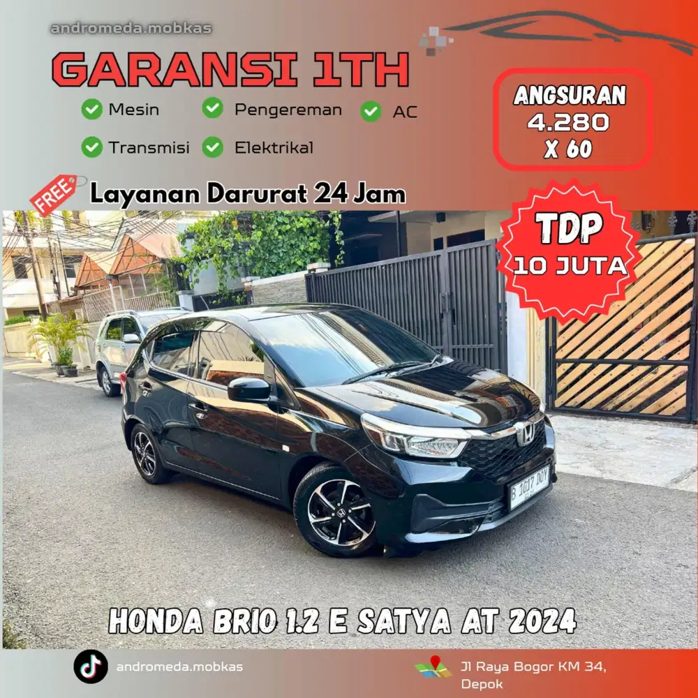 TDP TERMURAH 5 JT HONDA BRIO 1.2 E SATYA AT 2024 KONDISI ISTIMEWA