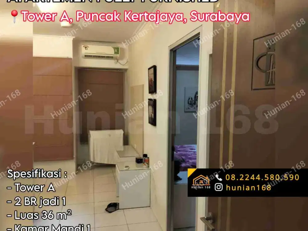 Jual Sewa Apartemen Fully Furnished Tower A Puncak Kertajaya Regency Surabaya Timur Merr Cosmopolis 1 2 BR Bedroom Kamar