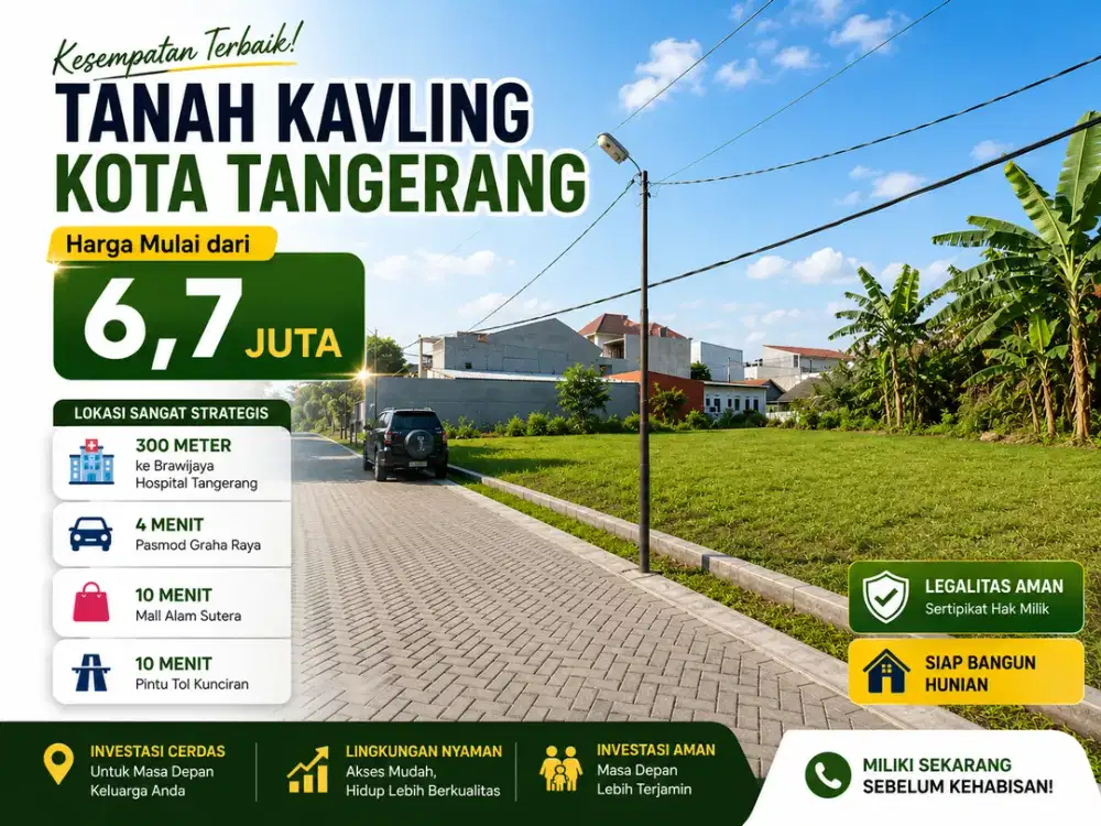 Kavling Tanah SHM Siap Balik Nama, Dekat Brawijaya Hospital Tangerang
