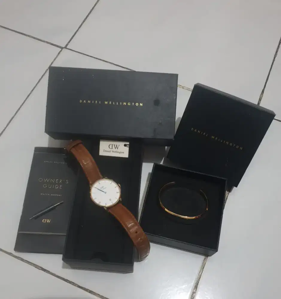 Jam Tangan Wanita Original D.W White Classis+Bracelet rose gold