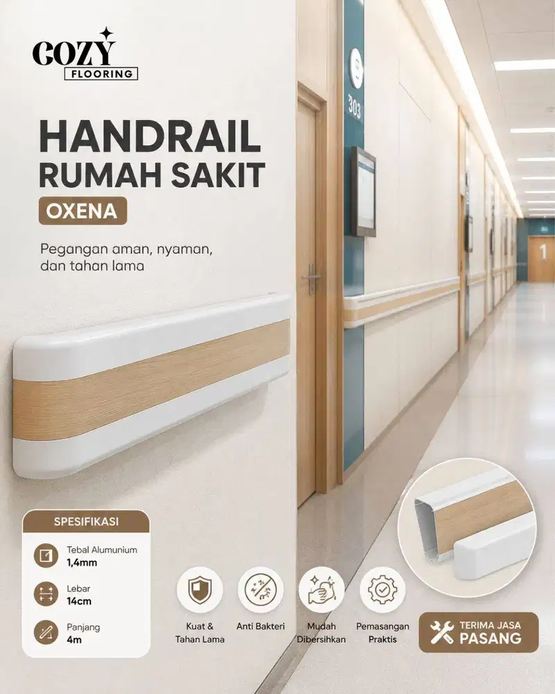 Handrail Pegangan rumah sakit anti bakteri / Handrail Oxena premium