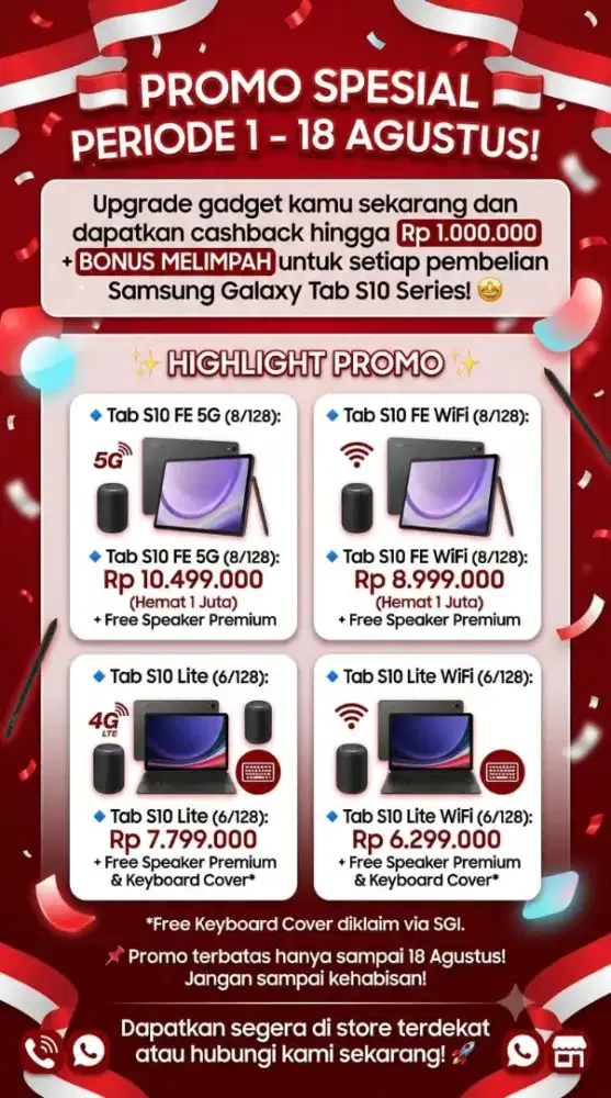 Promo tab10lite samsung dan dapatkan keyboard caver geratis