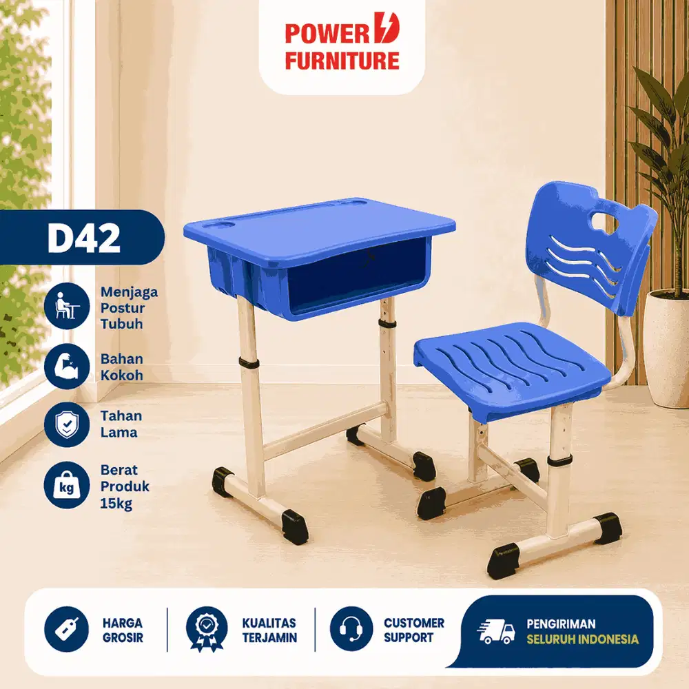 D42 - Set Meja Kursi Sekolah | Meja Belajar Modern | Bangku Sekolah