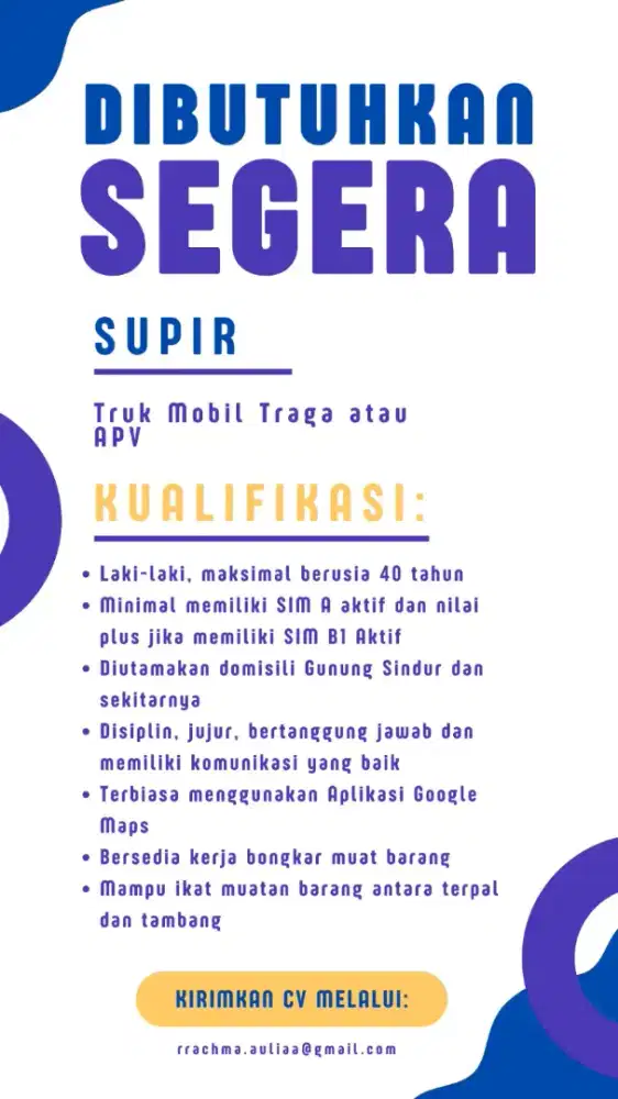 Lowongan Pekerjaan Supir