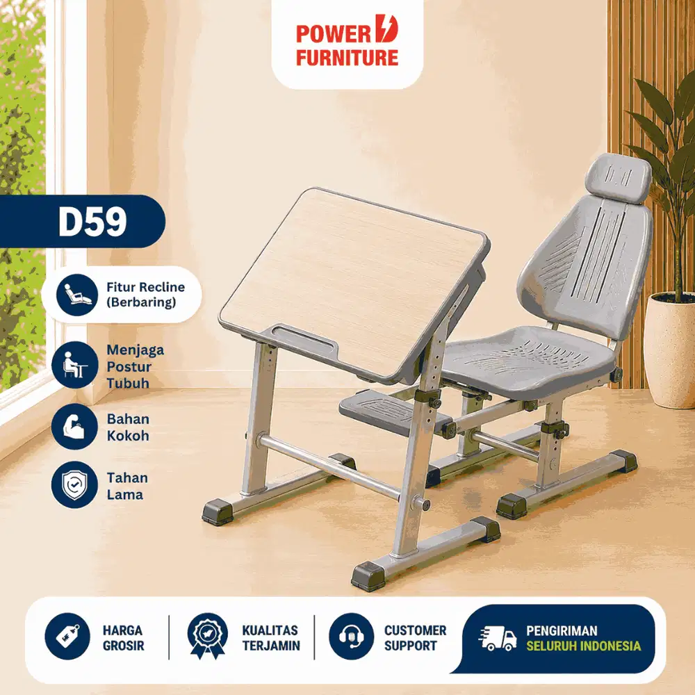 D59 - Bangku Sekolah Reclined | Set Meja & Kursi Sekolah Reclined