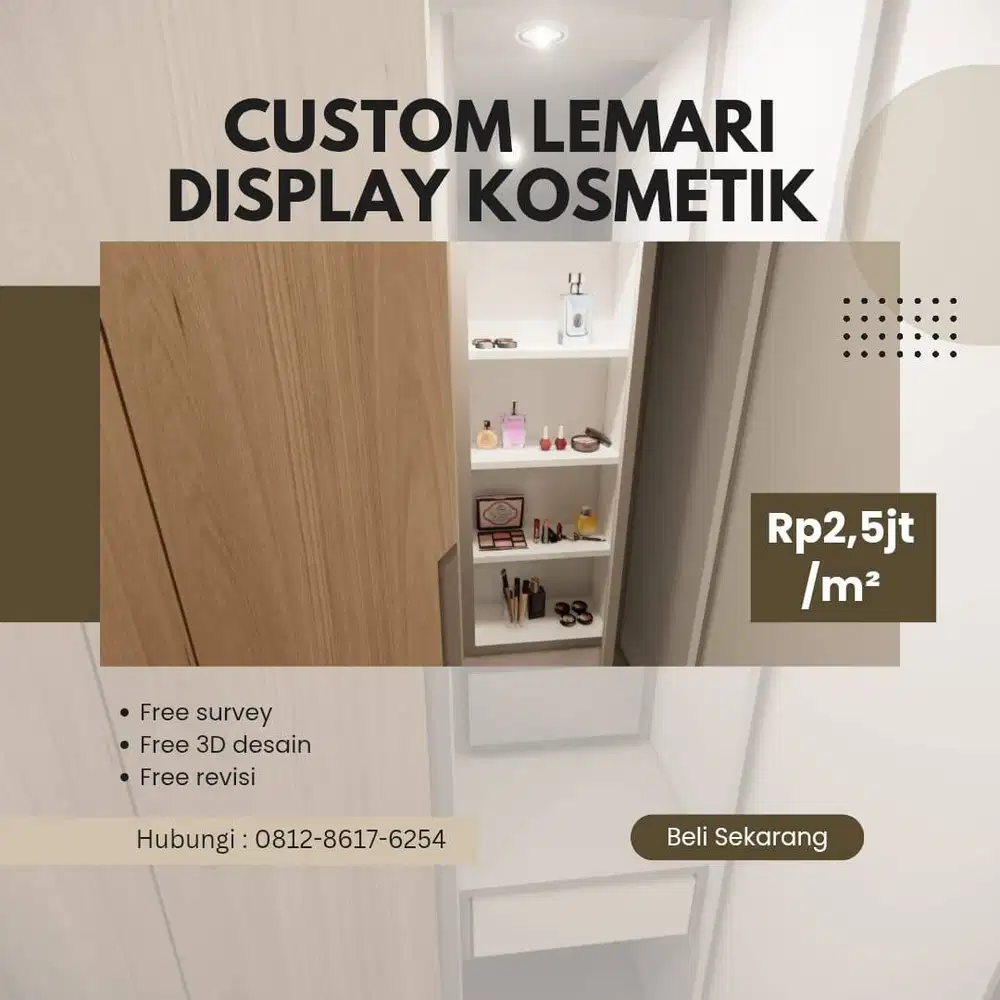 Rak Display Kosmetik Minimalist Custom By KAB Interior