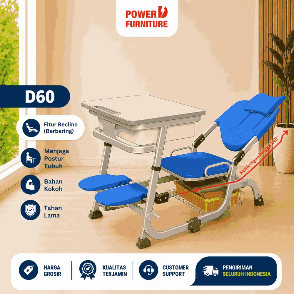 D60 - Kursi Sekolah Modern | Meja Sekolah Reclined