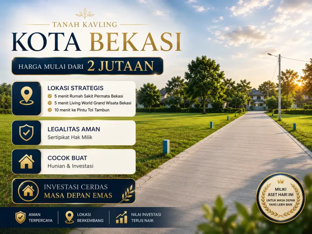 Tanah Murah 2 Jt-an, Dekat ke RS Permata Bekasi, Terima SHM per Unit