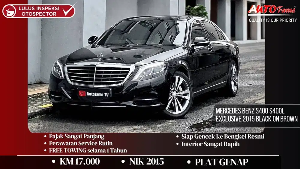 Mercedes Benz S400 S400L Exclusive 2015 Black On Brown
