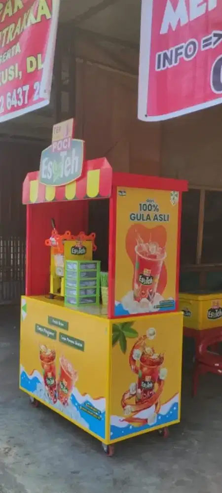 Booth/Gerobak Usaha Es Teh Poci Bekas (Model Roda Kecil)