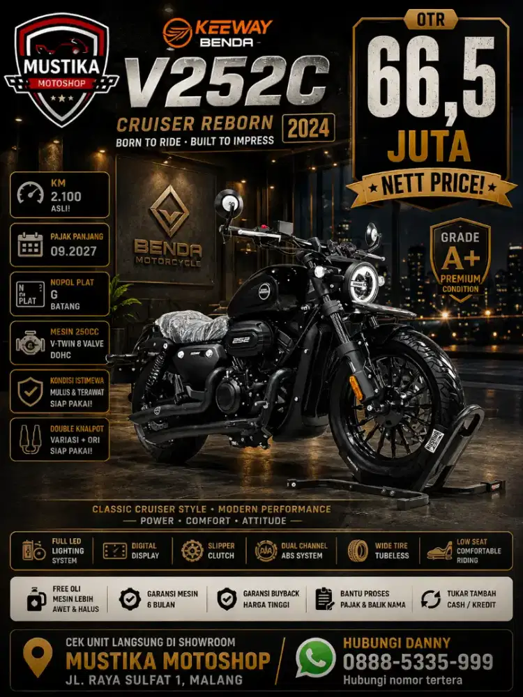 Istimewa‼️Keeway Benda v252c 2024. KM 2rb. DANNY Mustika Sulfat