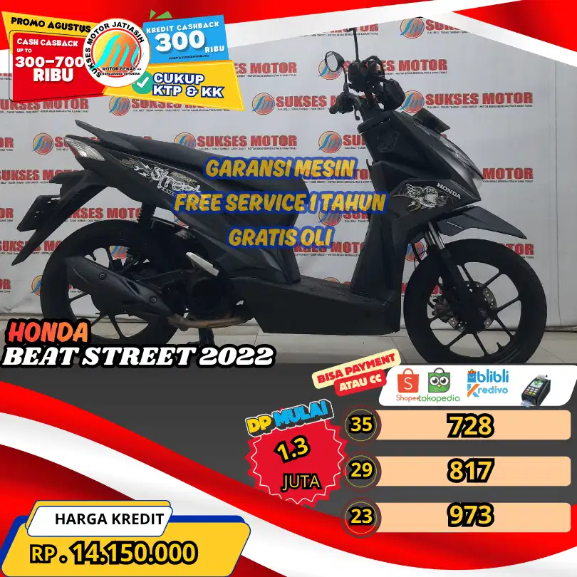 HONDA BEAT STREET 2022 BISA PAYMENT SPYLATER KREDIVO & CC(SUKSESMOTOR)