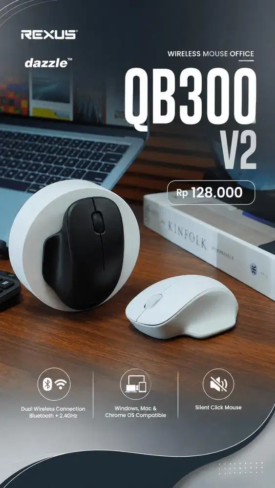 Mouse office wireless rexus QB300 V2