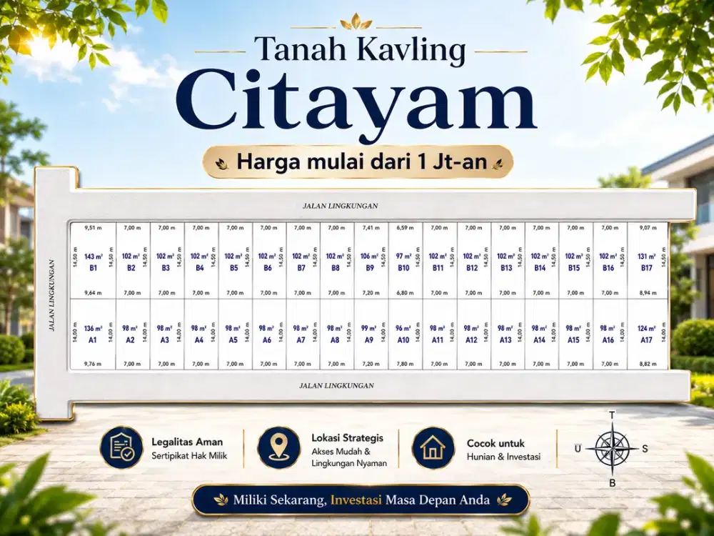 Kavling Murah Dekat ke Stasiun Citayam, Hanya 1 Jt-an SHM
