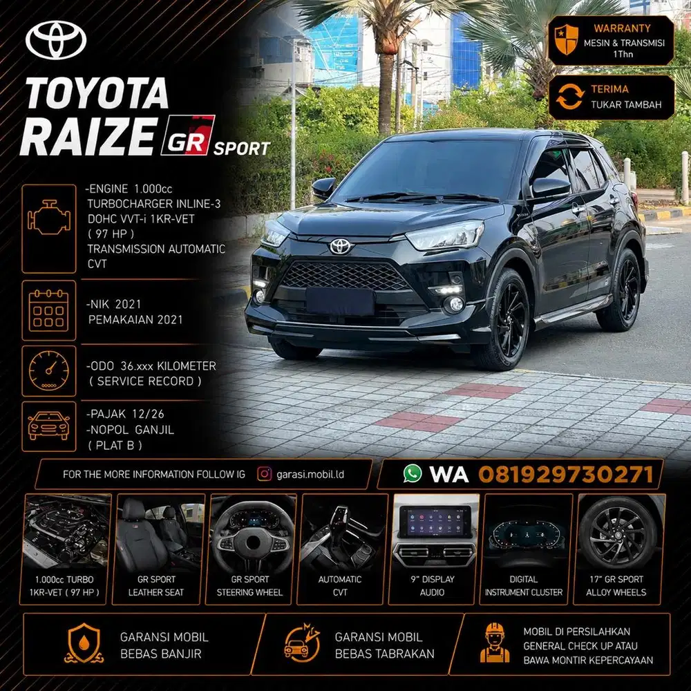 Toyota Raize GR Sport 1.0 AT 2021 / Odo 36rbu Kilometer