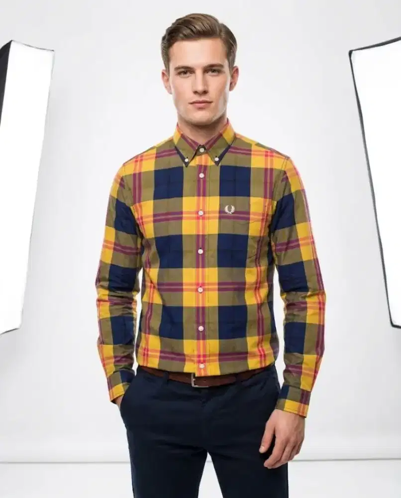 Kemeja Long Shirt FRED PERRY yellow Size XS