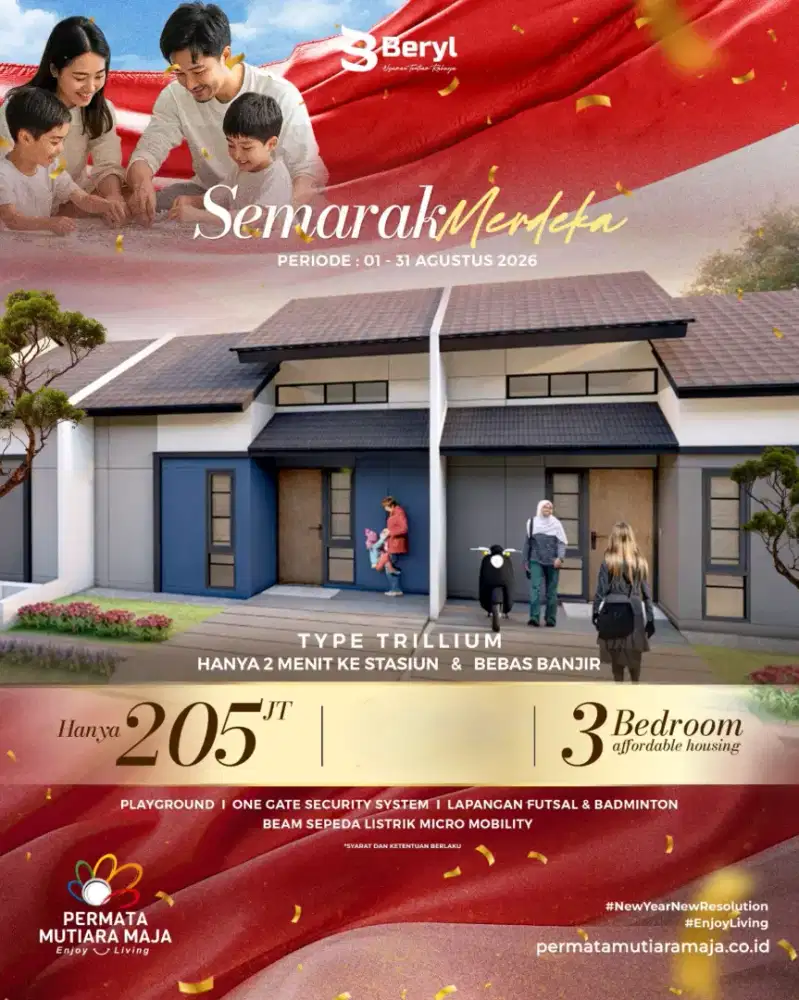 RUMAH SUBSIDI PREMIUM 3 KAMAR TIDUR DI DEKAT STASIUN MAJA