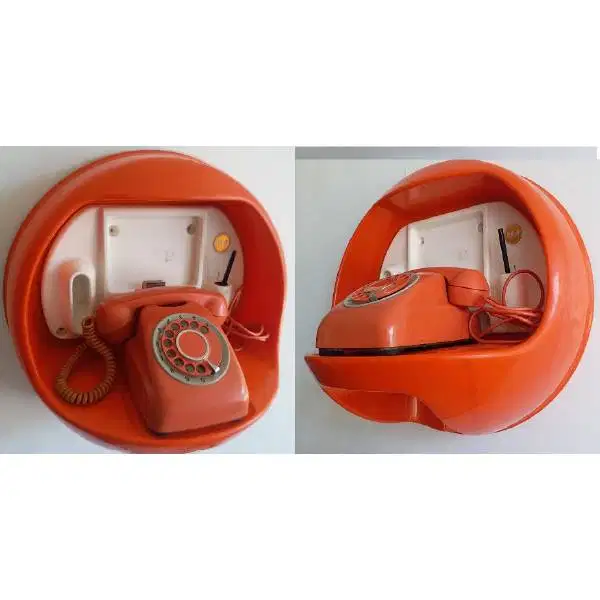 Vintage space age Orange / Jingga wall tableTelephone era 70'an Japan