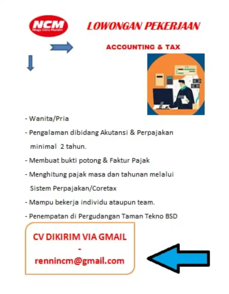 LOWONGAN ACCOUNTING DAN TAX