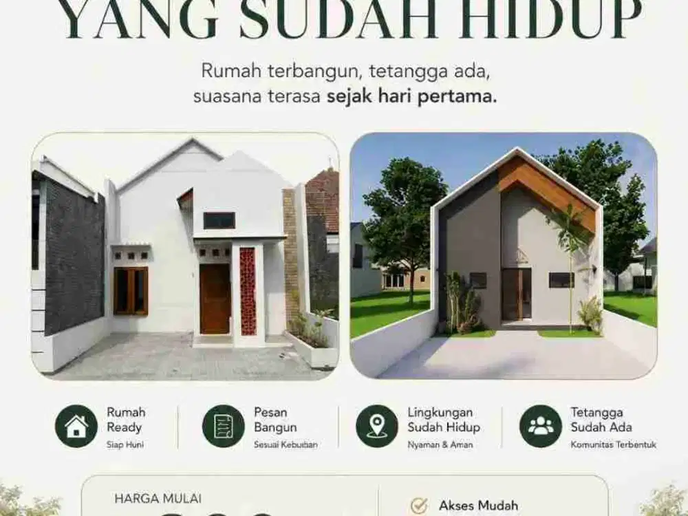 Rumah siap huni di jual di kartosuro timur kopassus model skandinavian siap balik nama