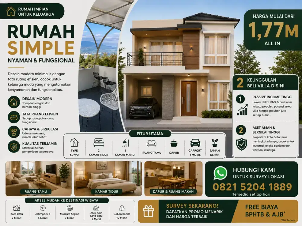 Villa Strategis Mesin Pencetak Uang di kota wisata batu - Promo Free Semua Biaya