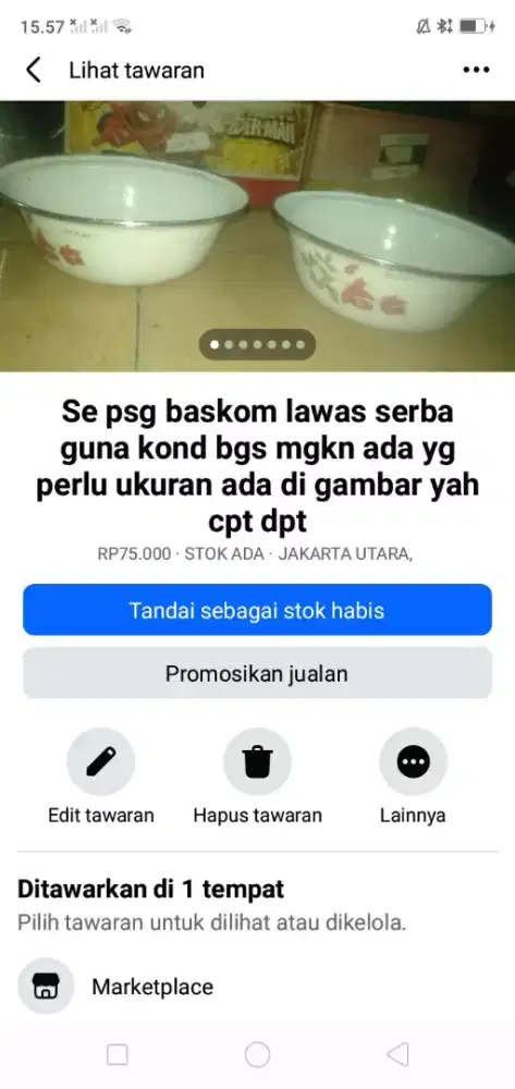 Se psg baskom lawas kond msh spt baru mgkn ada yg tertarik Hrg murah