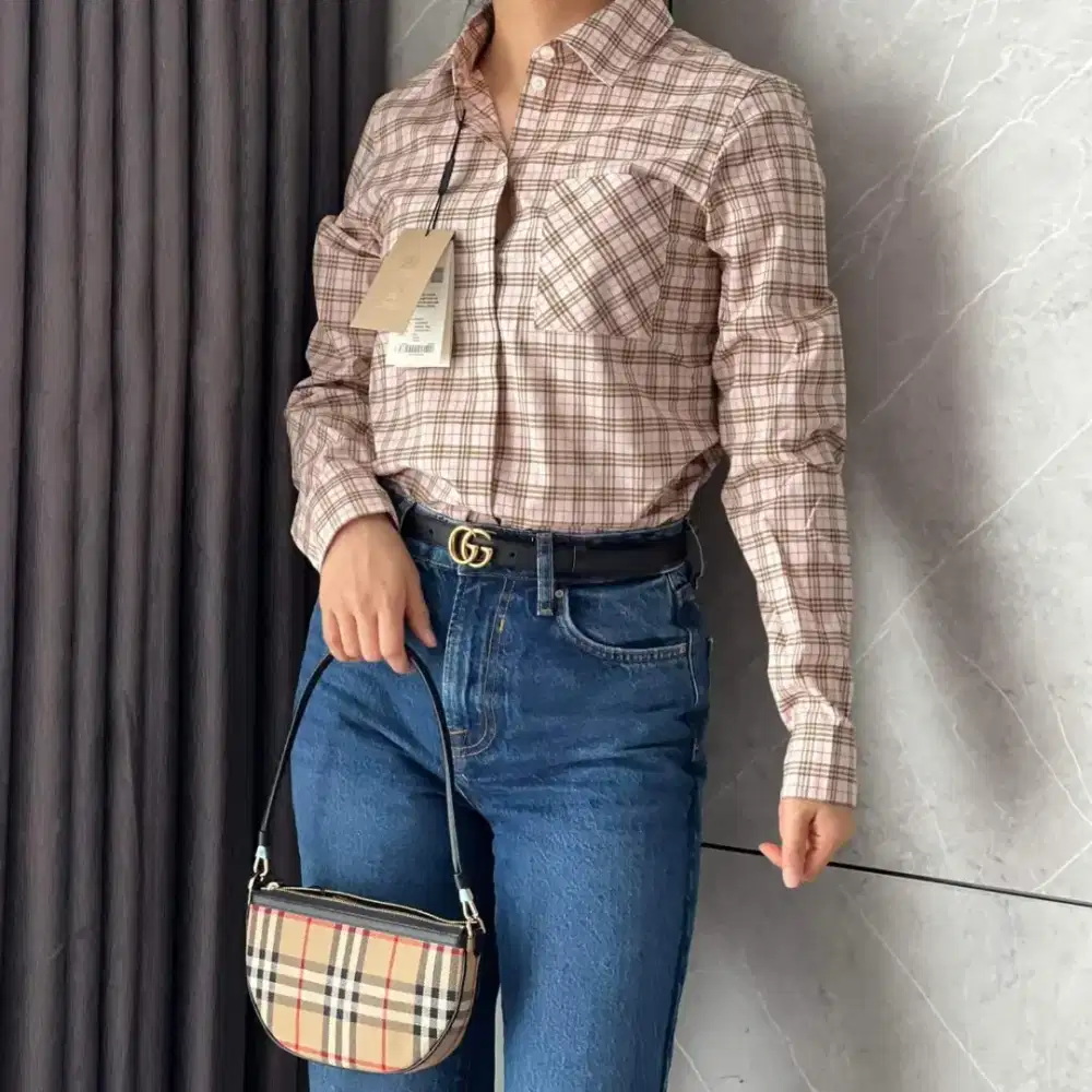 Kemeja Long Sleeve Burberry Size UK 12