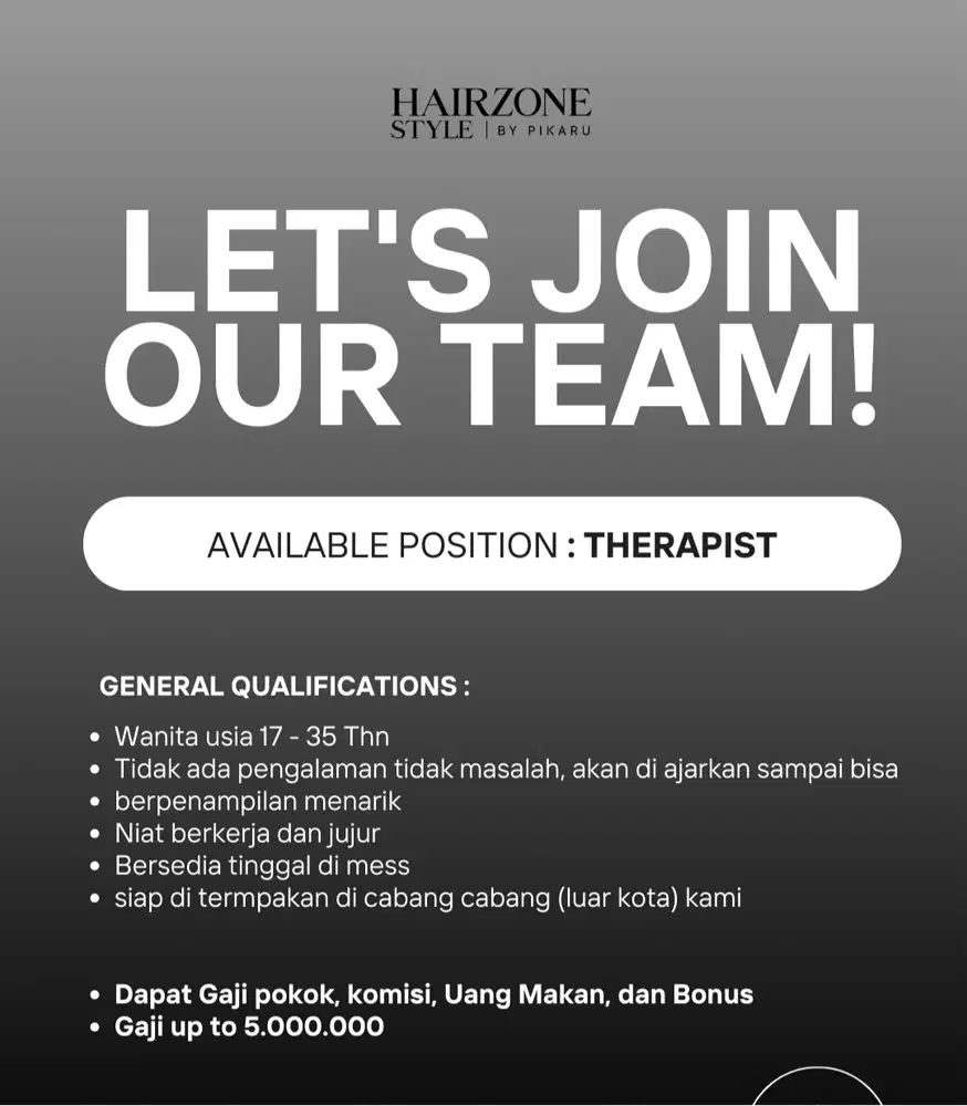 LOWONGAN KERJA THERAPIST RAMBUT