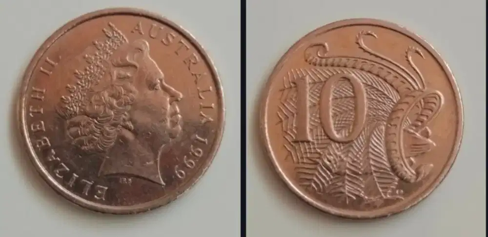 Uang koin Elizabeth dan uang koin Centafos Argentina.