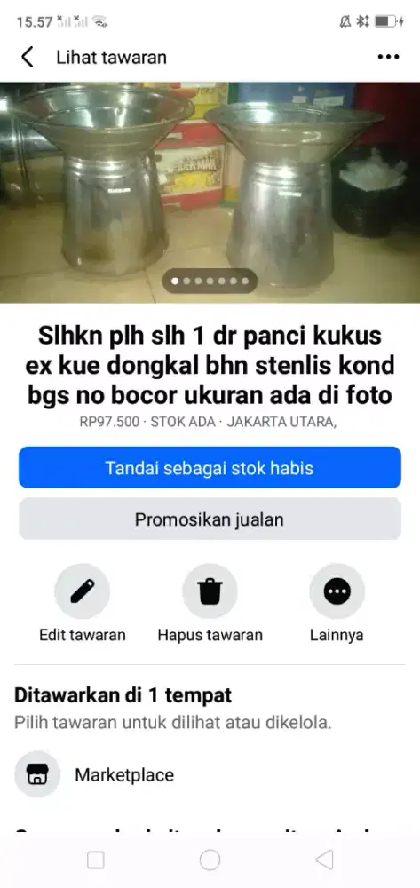 Slhkn plh slh 1 dr panci kukus ex kue dongkal bhn stenlis tebal bgs