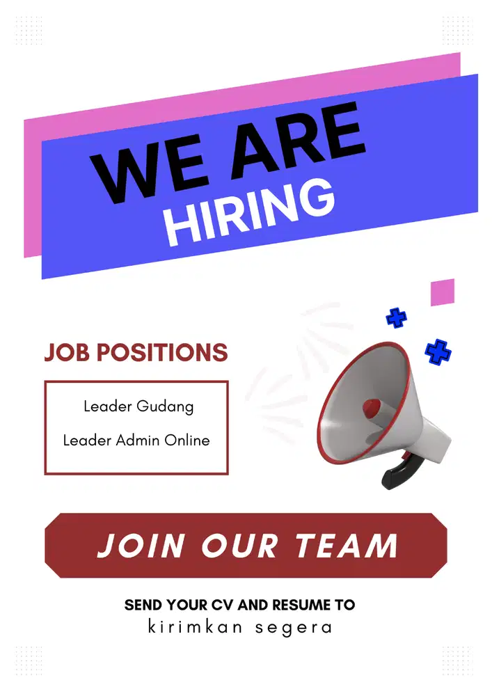 DIBUTUHKAN SEGERA LEADER GUDANG - LEADER ADMIN ONLINE