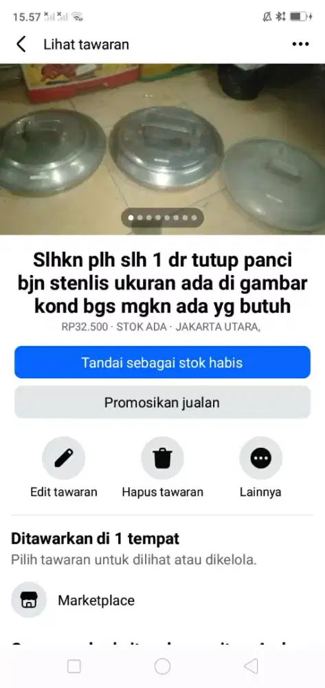 Slhkn plh slh 1 dr tutup panci stenlis kond bgs mgkn ada perlu murah2