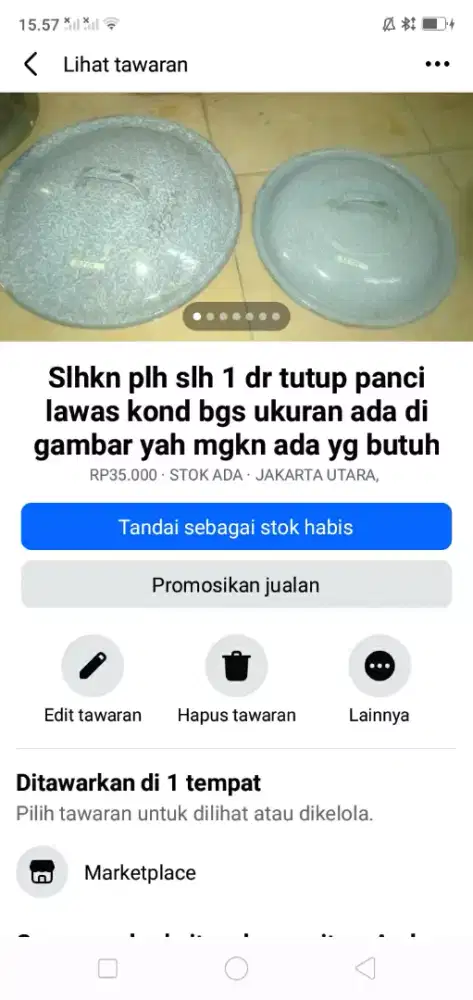 Slhkn plh slh 1 dr tutup panci lawas kond bgs mgkn ada yg butuh murah2