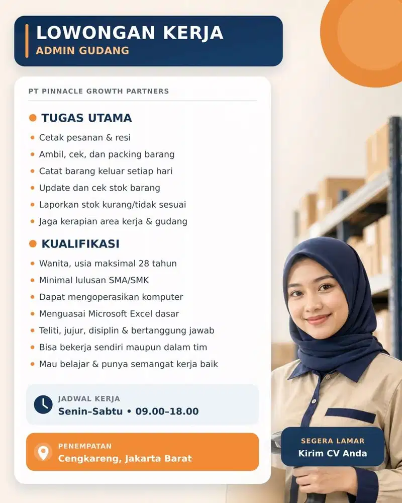 LOWONGAN KERJA – ADMIN GUDANG