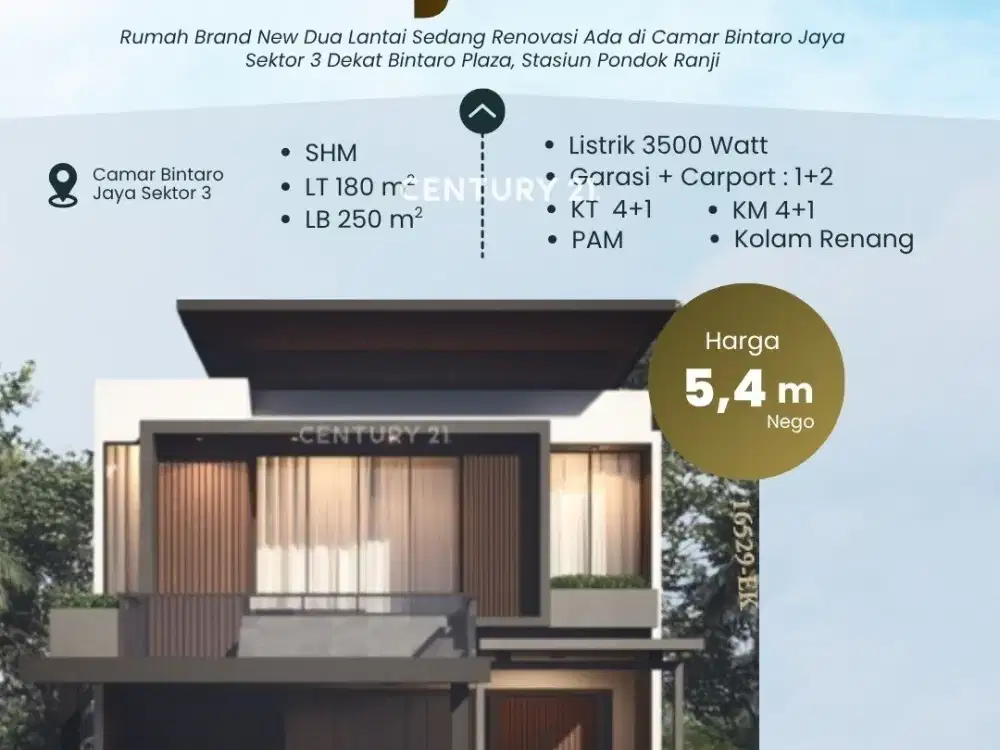 Dijual Rumah Brand New Di Camar Bintaro Jaya Sektor 3