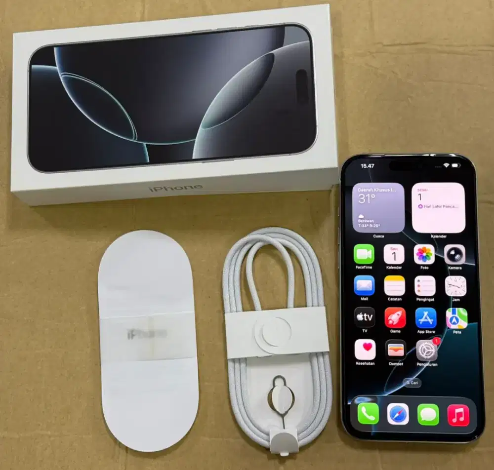 Iphone 16 Pro Max 256GB White Titanium Mulus Sehat Ori Bea Cukai