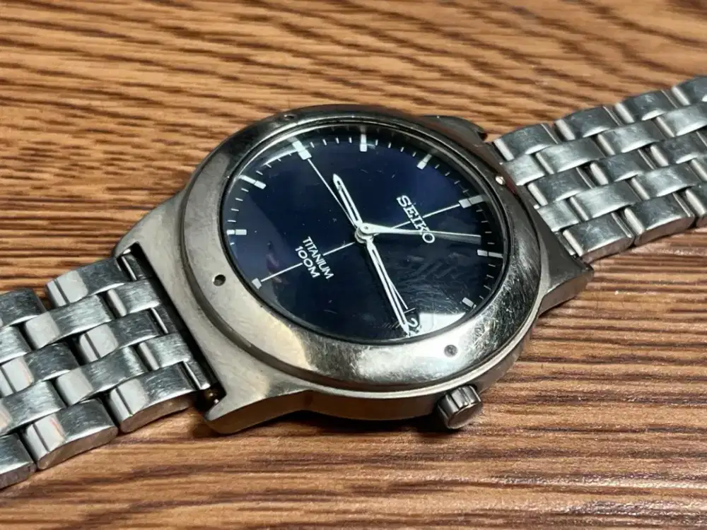 Seiko titanium dial biru rare..